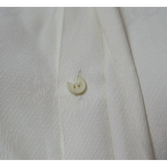 WOMEN'S IVORY WHITE SILKY TEXTURED BUTTON-UP BLOUSE - SIZE M - COLLAR-LESS - Picture 4 of 9